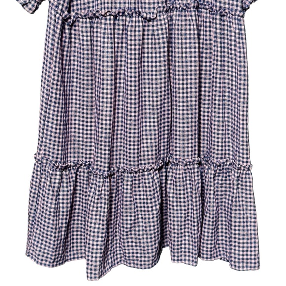 Umgee Gingham Pink and Blue Plaid Ruffled Babydoll Puff Sleeve Cotton Dress XL - Picture 8 of 10